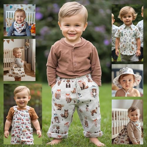 Dinosaurier Premium Baumwollstoff für Kinder - Dino Kinderstoff & Jungenstoff - Stoffe zum Nähen - Baby Dinos wie T‑Rex & Stegosaurus für Kleidung, Accessoires & Deko - keine Meterware immer 50x150cm