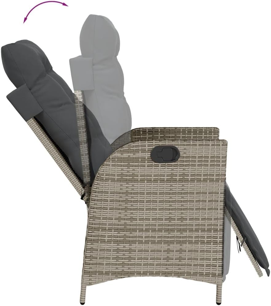 Outdoor loveseat,Backyard Furniture,7 Piece Patio Dining Set with Cushions Gray Poly RattanSuitable for Patio, Garden, Gazebo Low