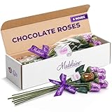 Lavender Chocolate Roses - Beautiful Valentines Gift for Mom, Wife, Girlfriend - Individually Wrapped Gourmet Chocolate Flowers - Valentines Candy Bouquet for Women & Loved Ones - 6 Pack