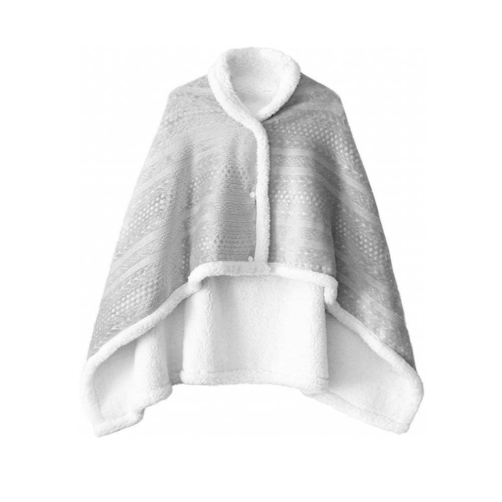 Fleece Wearable Blanket, Comfy Warm Wrap Shawl Poncho Throw with Buttons for Bed Sofa Office, 85 * 120cm (Gray)