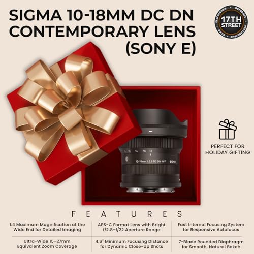 Sigma 10-18mm F2.8 DC DN Contemporary Lens for Sony E | Ultra Wide-Angle Zoom with Tiffen 67mm UV Protector Filter, Waith Camera Backpack and 64GB Extreme PRO UHS-I SDXC Memory Card (Bundle Set)
