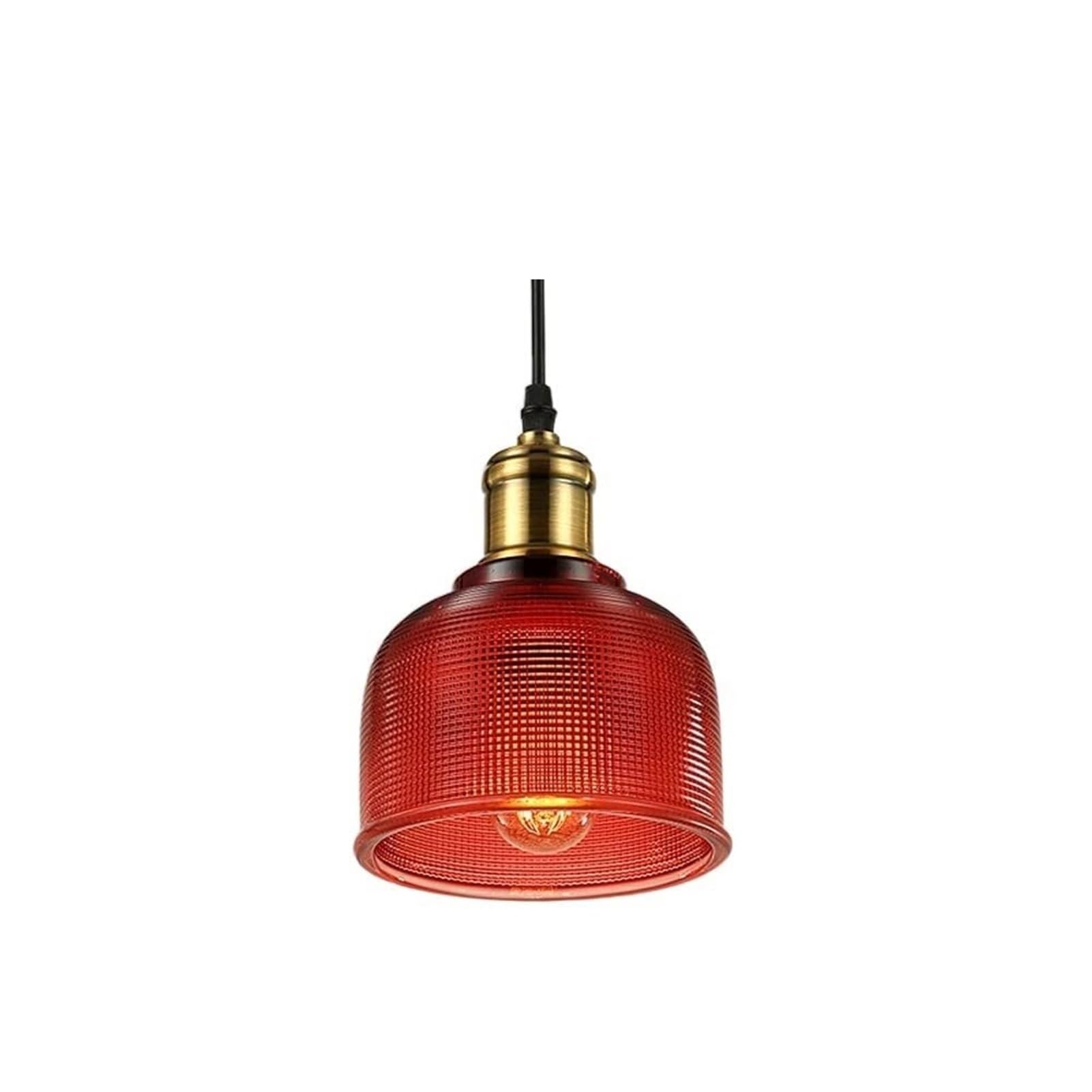 HUAYUSEDF Industrial Clear Glass Pendant Lamp Chandelier Hanging Lighting Ceiling Fixture Adjustable One Light for Foyer(Red)