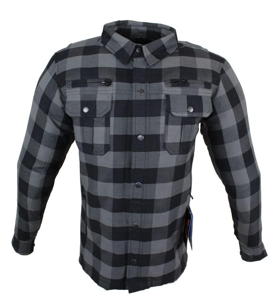 Motorradhemden Biker Hemdjacke Wasserdicht & Winddicht Motorrad Kariertes Hemd mit Protektoren Jacke Flanell Lumber Aramid