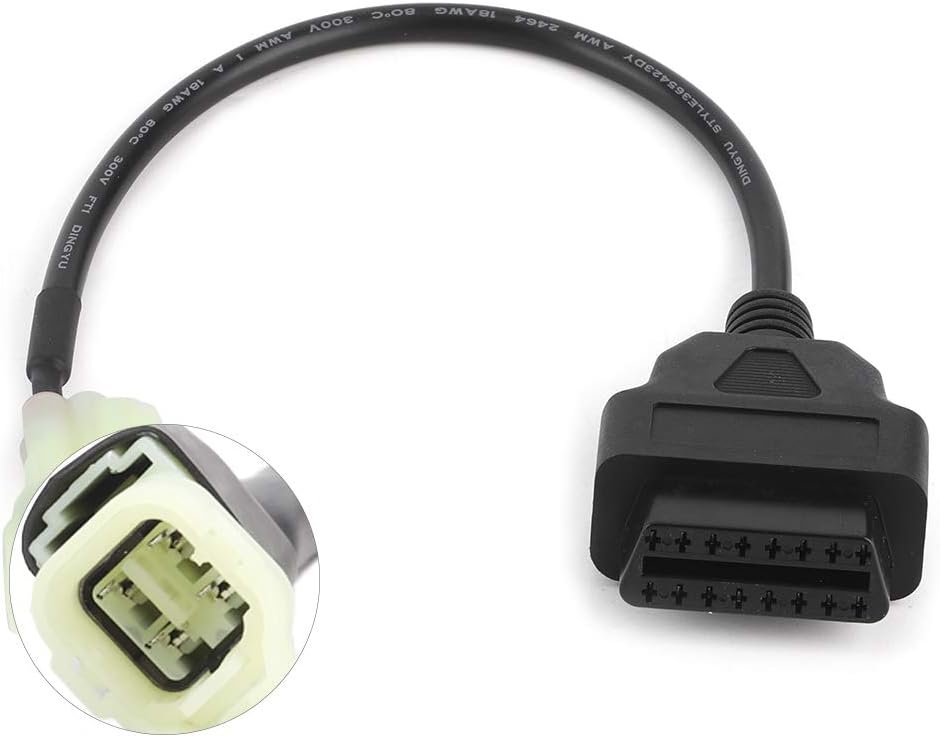 OBD2 Cable Connector, 4 Pin Diagnostic Cable Adapter, OBDII Adapter Connector Scan Tool for Motorcycle Bike ATV