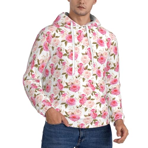 Sweat à capuche imprimé floral rose rouge unisexe pour un style confortable et chaud