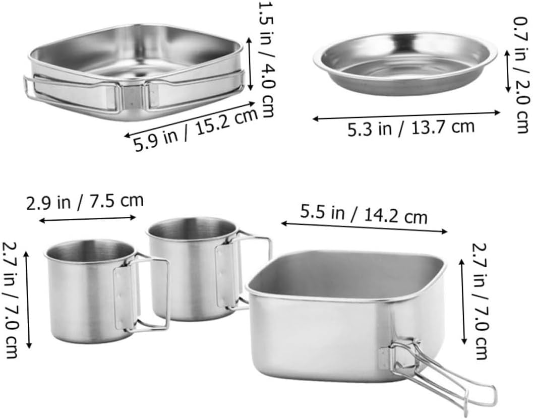1set Stainless Steel Camping Cookware Portable Folding Cookware for Outdoor Cooking Lightweight and Camping Cooking Equipment for Hiking and Backpacking