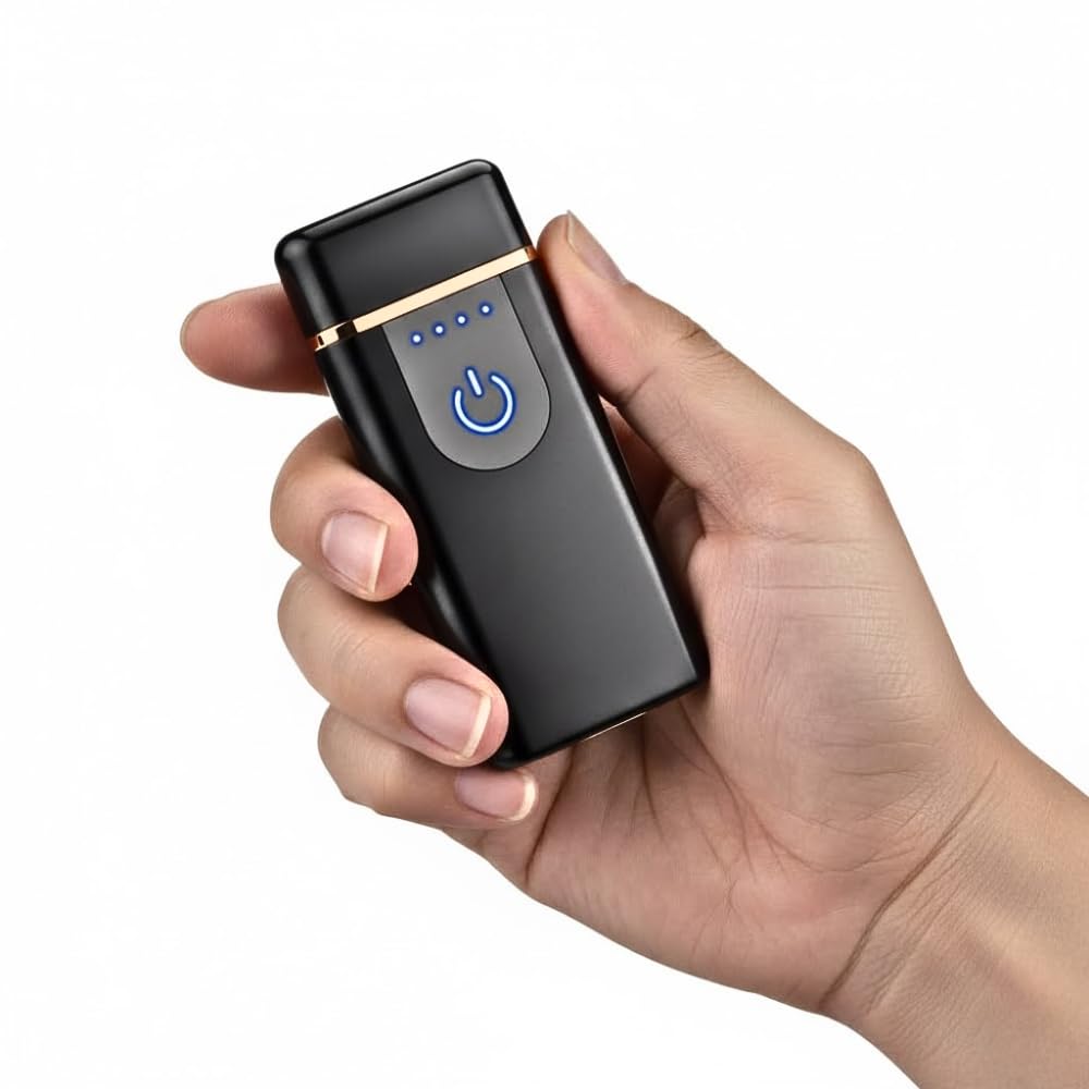 Drumstone (𝐒𝐩𝐞𝐜𝐢𝐚𝐥 𝟏𝟓 𝐘𝐞𝐚𝐫𝐬 𝐖𝐚𝐫𝐫𝐚𝐧𝐭𝐲) Fingerprint Sensor Rechargeable Lighter, Electric Windproof Plasma Lighter with USB Charging, Safe Flameless Design, Stylish Portable Metal-picture-30