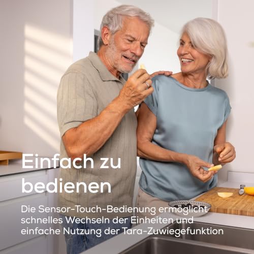 Beurer KS 19 Pure White digitale Küchenwaage, Tragkraft bis zu 5 kg (1-g-genaue Einteilung), Haushaltswaage mit Sensor-Touch… – Ansicht 3