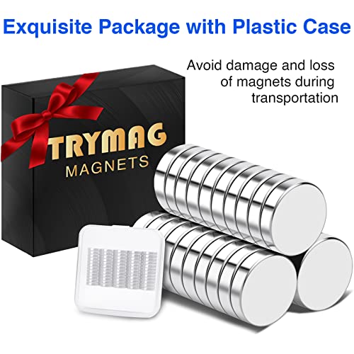 Image of TRYMAG 12x3mm 30Pcs Rare Earth Small Round Fridge Magnets for Whiteboard, Mini Neodymium Locker Magnets for Crafts, Whiteboard, Scientific Models, School