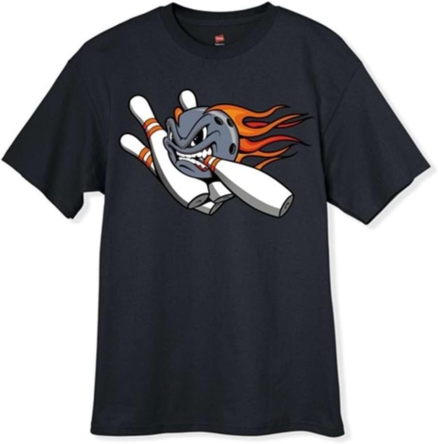 Flame Ball and Pins Bowling T-ShirtBlack