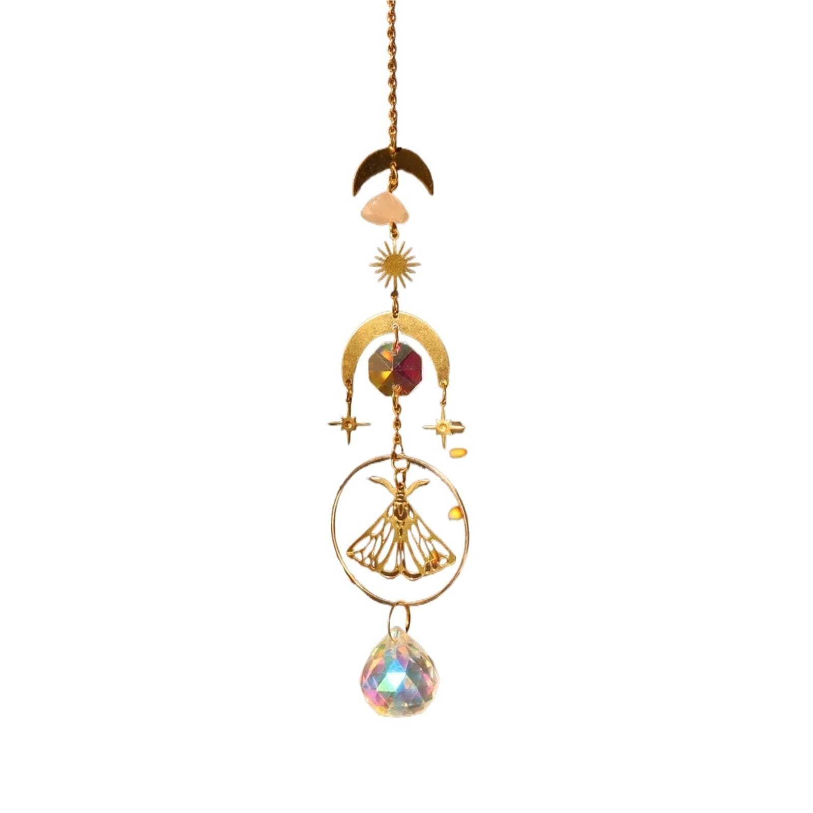 Ppqiru Style03 2Pcs Butterfly Crystal Sun Catcher Window Room Decoration Hanging Ornament Wind Chime For Decoration(Style03)