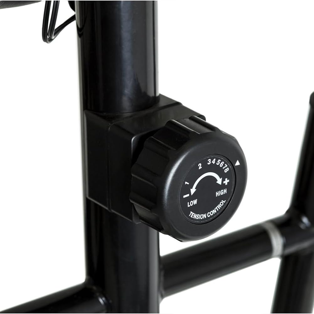 BAKAJI Bicicleta estática elíptica para Fitness en casa con Mango Alto y Asiento Ajustable, Bicicleta de Gimnasio, Spinning Bike Vertical con sensores cardíacos y calorías para Entrenamiento de