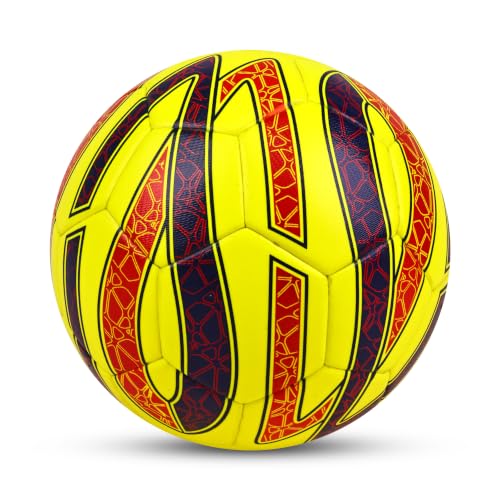Image of Nivia Swerve Football, for Men & Women, 32-Panel Machine Stitched, TPU Upper, Butyl Bladder, Ideal for Training (Size - 5, Fluorescent Yellow)