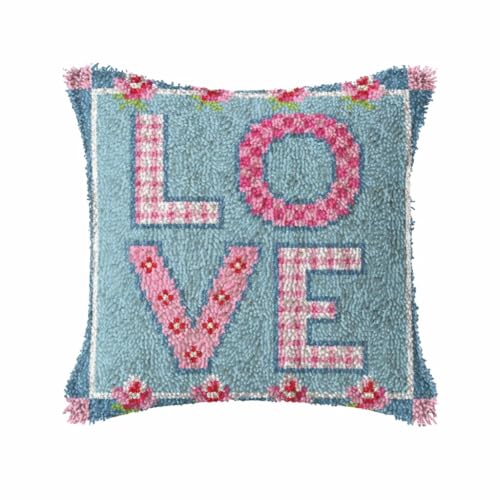 SKTWOE DIY Knüpfteppich Set Handgemachte Geschenke für Kinder Erwachsene 43cm x 43cm