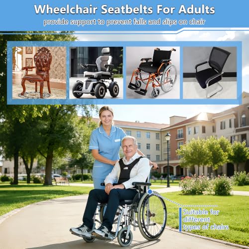 Image of Wheelchair Seatbelt for Adults,Chest Harness Safety Strap,Adjustable Anti-Slip Restraint Vest for Dementia Patients,The Elderly,Pregnant,Paralyzed(Black)