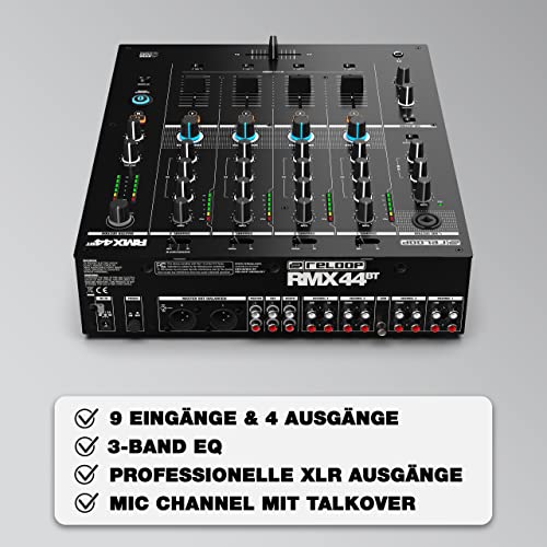 Reloop RMX-44 BT 4-Kanal-Bluetooth-DJ-Clubmixer, 9 Eingänge, 4 Ausgänge, Smart Connectivity Bluetooth Input mit Cue… - Image 4