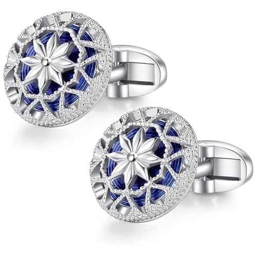 Gemelos HONEY BEAR con diseño floral hueco azul y plata miniatura 3