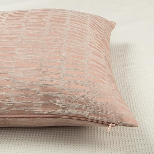 DOLLMEXX Jacquard Decorative Throw Pillow Cover for Sofa, Set of 2, 18"×18" Pink Decorative Pillow Covers, Living Room Lumbar Pillows Covers — view 6