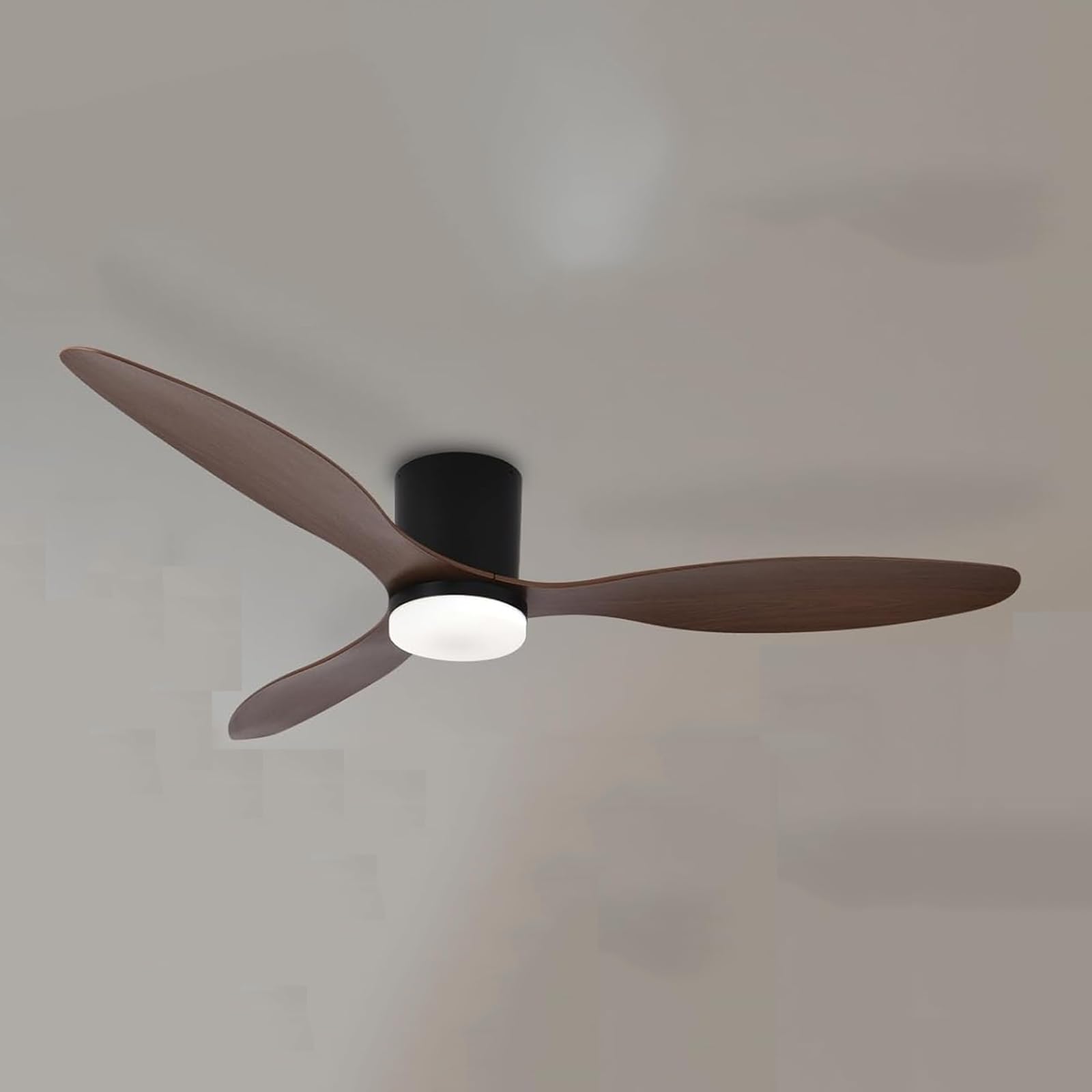 HXYSXHJUO Modern Simple Fan Light, Indoor Low Profile Ceiling with Lamps, Fans Remote Quiet, Reversible DC Motor for Living Room Lounge Mahogany 52in