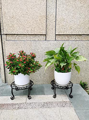 Treezitek 6 In Tall Plant Stand 11.8'' Diameter For Large Flower Pot Heavy Duty Potted Holder Indoor Outdoor Metal Rustproof Iron Garden Container Round Supports Rack For Planter,2 Pack #TOP4