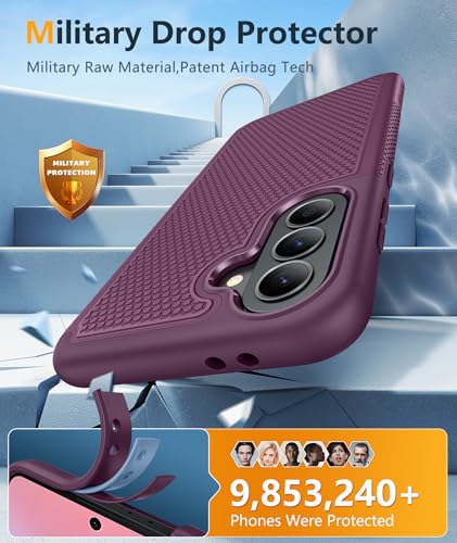 Image of FNTCASE for Galaxy A37-5G Phone Case - Samsung Military Grade Drop Protection Cover, 14ft Drop Tested, Screen Protector Included, Anti-Slip Textured, TPU+PC Dual Layer Shockproof (Burgundy Purple)
