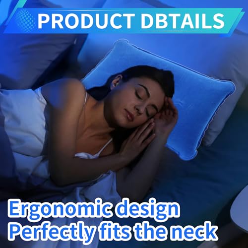 2 PCS Inflatable Pillow, 34 x 22 cm Soft Portable Water Resistant Pillows, Ultralight Compressible Comfortable Flocked Pillow for Office Camping Traveling Outdoor Fishing Hiking Backpacking Beach - Image 6