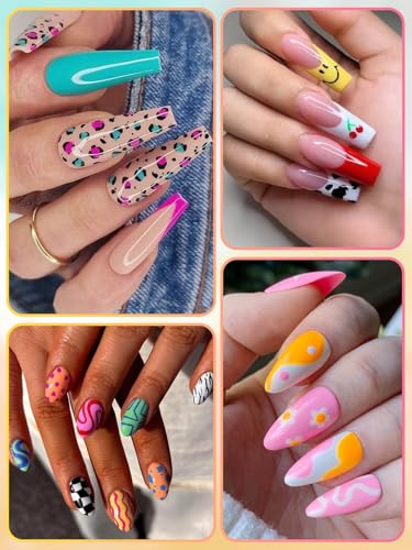 EBANKU Doppelseitiger Nagelstift 24 Farben Nagelkunst Stifte Set, 3D-Nagellackstifte Schnell trocknend Nagelkunst Marker Acrylfarbe Nagelspitze Graffiti Dotting Liner Stift für Haus & Salon Nail DIY