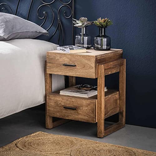 RINGO-Living Nachttisch Kommode Inoa aus Mangoholz, Beistelltisch Holz...