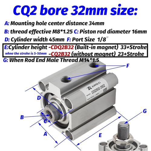 Vérin compact CQ2A32-30DCZ pour espaces restreints et outillage industriel précis - 3