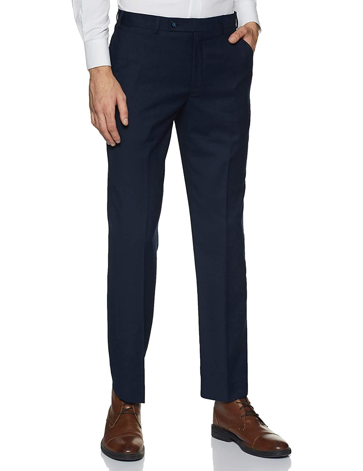 Men's Slim FIT Classic Formal Trousers Pants (Blue)-image-26