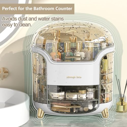 Image of Omeily Makeup Organizer Countertop Vanity Cosmetic Skincares Organizer | Large Clear Makeup Organizer Cosmetic Storage Box for Skincare Perfume, Vanity & Bathroom Organizer Gift for Women Girls