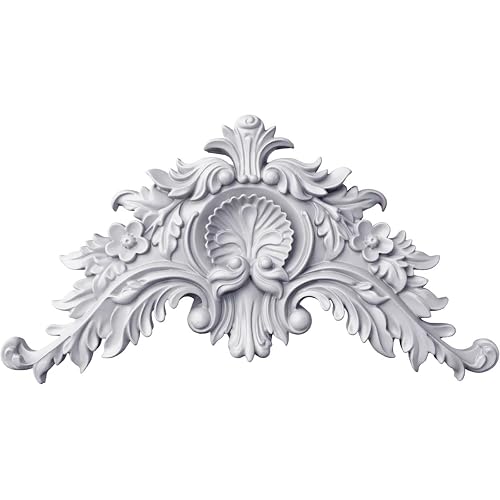 Ekena Millwork 16 1/4"W x 8 3/4"H x 1 5/8"P Small Shell Center with Scrolls
