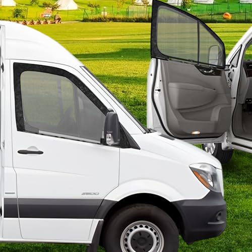 Magnetic Bug Screen for RV Van Front Door, Universal Front Window Magnetic Closure Mosquito Mesh Net for Mercedes Sprinter Ford Transit Ram Promaster and Other Van