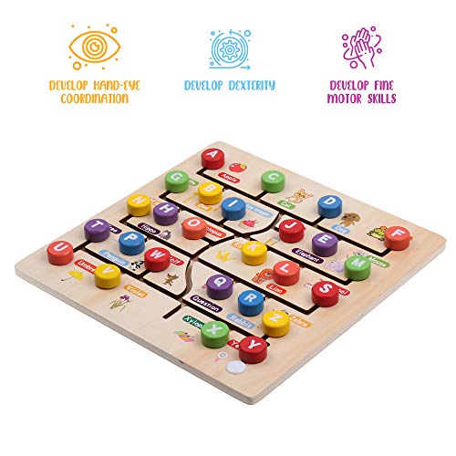 Boxiki kids Wooden Alphabet Puzzle. Alphabet Board for Kids with Wooden Letters. Best Learning ABC Puzzles That Help in… - Image 3