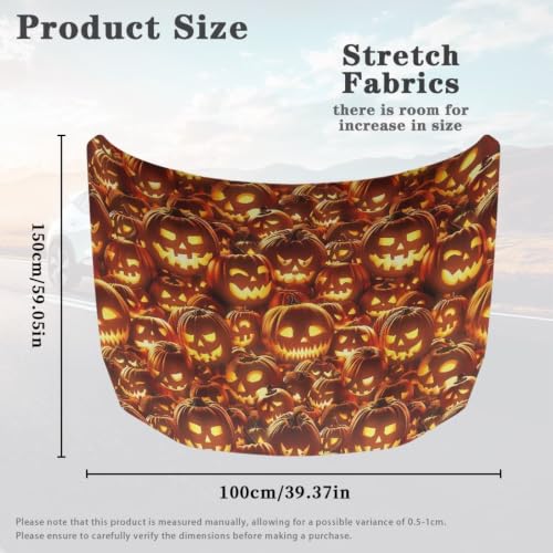 Image of Car Hood Cover Jack O Lantern Print Car Hood Protector Waterproof Universal Automotive Exterior Accessories Halloween Decorations for Compact Vehicles Sedans Trucks SUVs Pickup (59x39 Inch)