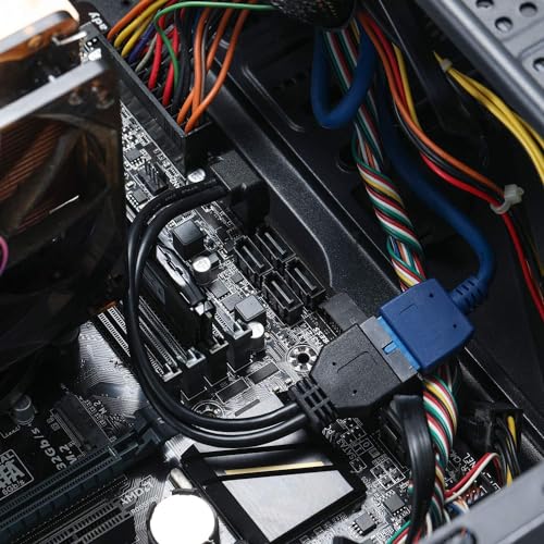 Image of SATA USB Extension Cable - USB3.0 Motherboard Front 19 Pin Male to Female Extension Cable 18cm High-Speed Connection (The Interface Faces Outward)-Black
