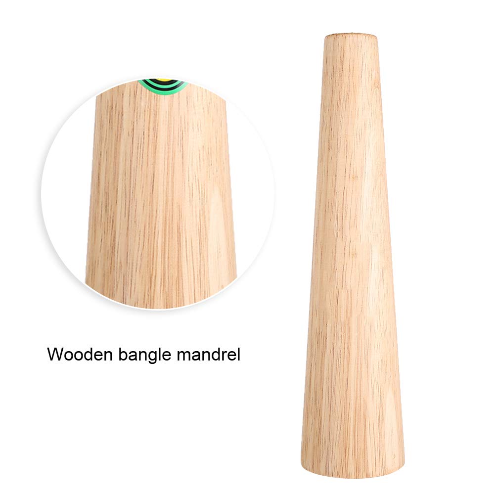 Juego de 4 piezas de medidores de mandril para fabricación de joyas, kit de medición para reparación de anillos y pulseras, mandril de madera para brazaletes con martillo para la