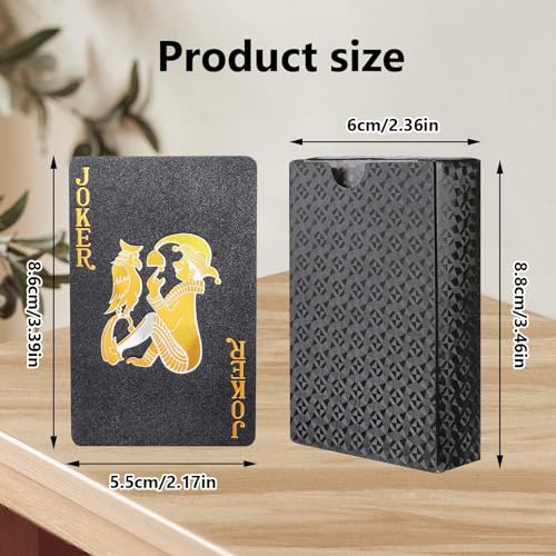 Schwarz-goldene Spielkarten, wasserdichtes Kartendeck, coole Kunststoff-Spielkarten, Pokerkarten für Tischspiele mit Familie und Freunden, Geschenk, Partyspiel (schwarz) – Bild 3