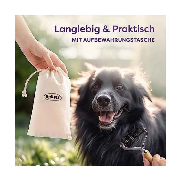 Hundebürste - Effektives Entfernen von Unterwolle - Nachhaltiges FSC®-Holz - Weiche Pflege - Doppelseitige Fellbürste - Hunde & Katzen Bürste – Bild 7
