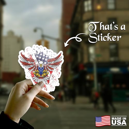 Image of American Eagle Patriotic Vinyl Waterproof Sticker Decal for Laptop Water Bottle Car Bumper USA Flag Eagle Sticker 5 Inch