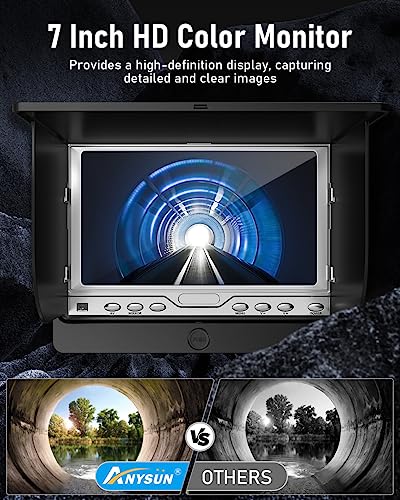 Anysun Endoskopkamera mit Licht, 30M Inspektionskamera mit DVR Recorder, Rohrkamera Kanalkamera...