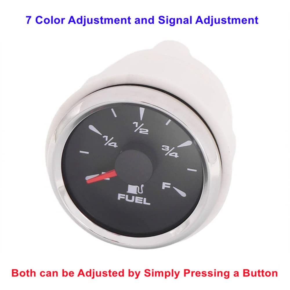 Jiecaizi 52mm Digital Fuel Level Gauge 0-90 Ohms – Blue LED Backlit For Car/Truck/Marine