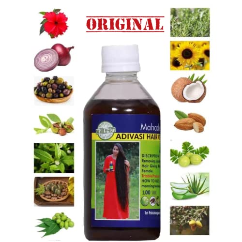 Image of Adivasi Herbal Hair oil for women and men Herbal Pure Adivasi Hair Growth /Hair Fall Control Oil, 100 ml, Pack of 3