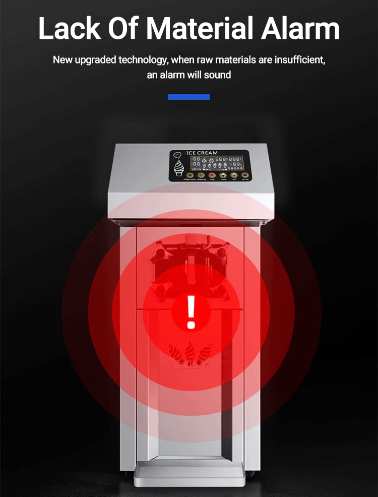 SONLED Kommerzielle Eismaschine, 1200 W elektrische Softeismaschine, 16-18 l/h Edelstahl-Desktop-Eismaschine, 3 Geschmacksrichtungen süße Kegel-Eismaschine für Restaurants – Bild 8