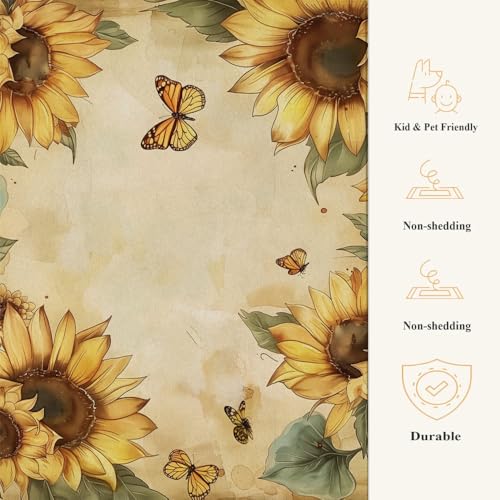 Tapis de sol antidérapant de qualité supérieure avec motif floral tournesol - 4