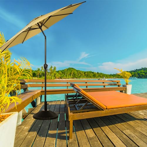 Image of Abba Patio 11FT Lyon Outdoor Patio Umbrella Outdoor Table Umbrella with Push Button Tilt and Crank Market Umbrella 8 Sturdy Ribs UV Protection Waterproof for Garden Deck Backyard Pool Tan
