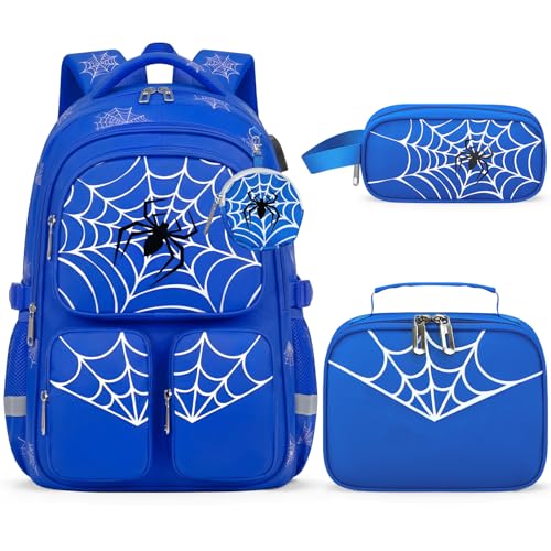 Mochila escolar para crianças, à prova d'água, estilosa para uso diário na escola, Conjunto de mochila azul