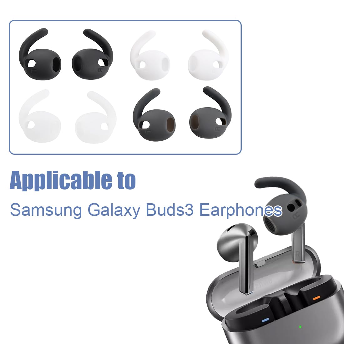 4 Paia Orecchie in silicone per Sams ung Galaxy Buds3, Antiscivolo di ricambio per Galaxy Buds3, SM-R50