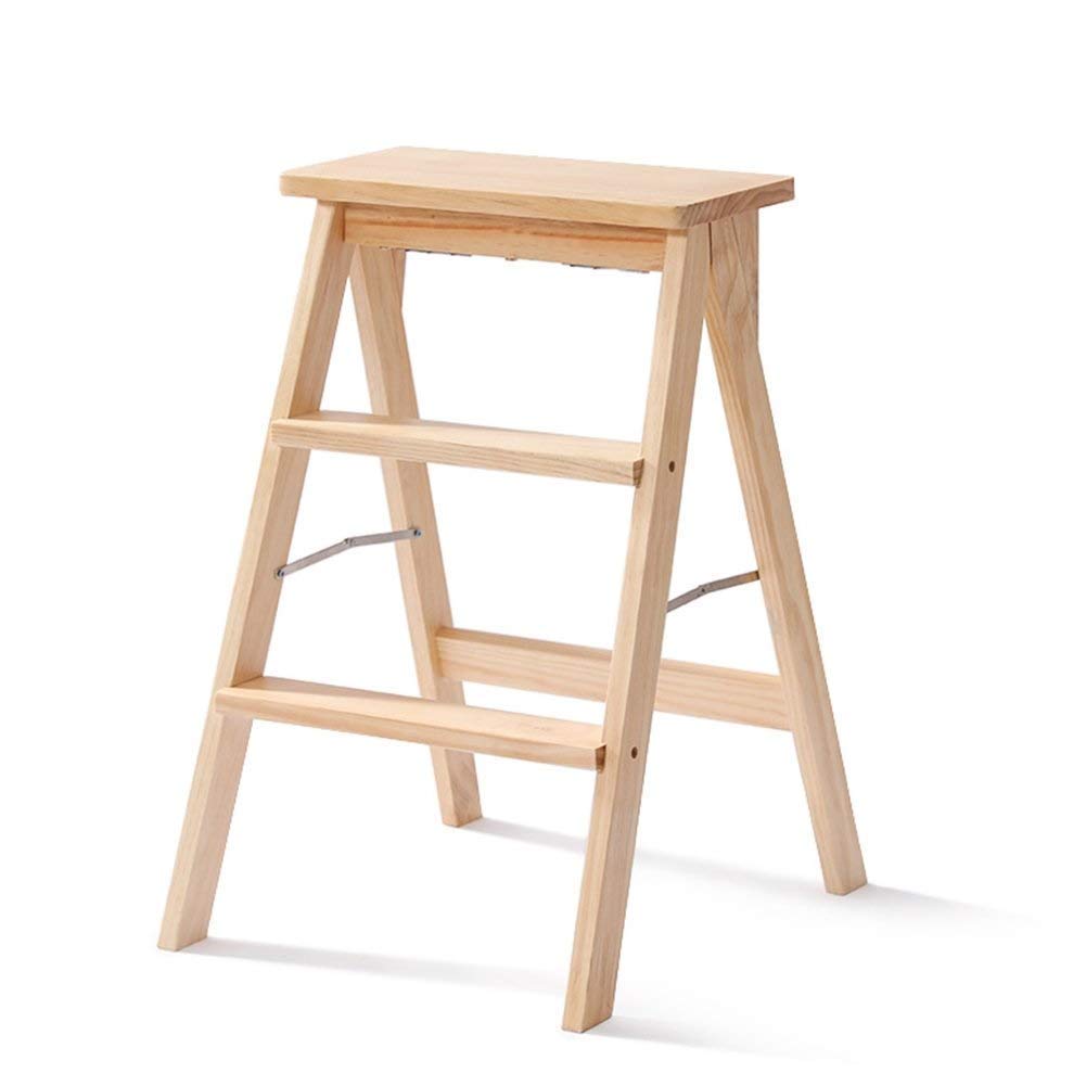 Taburete escalera de madera maciza para organizar tu cocina con total seguridad