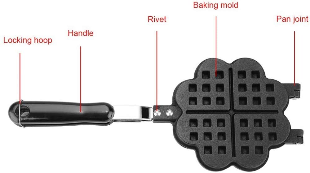 Máquina Para Hacer Gofres Fácil De Limpiar Y Usar Sartén Para Gofres Con Mango Largo Aislado Y Gran Comodidad